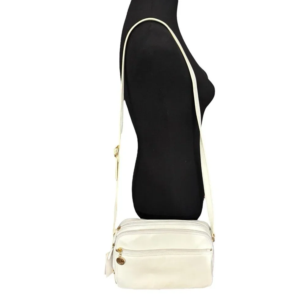 NOS Carryland White Purse Crossbody Bag Vintage w/ Original Tags Zip‎ Close